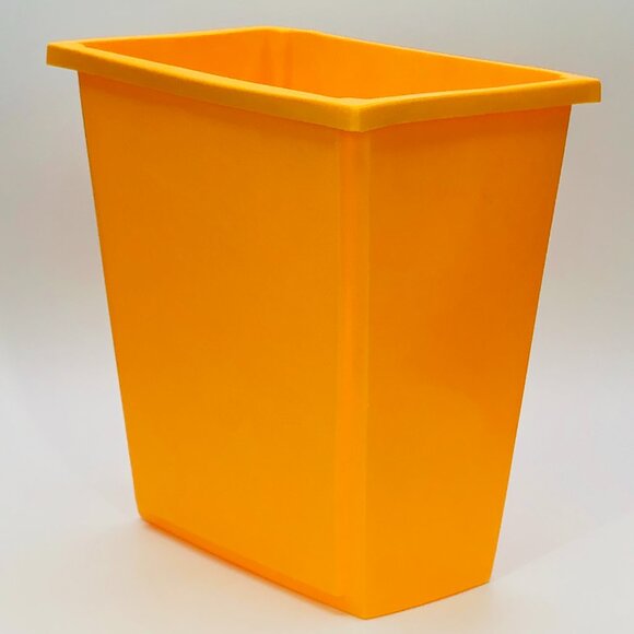 Vintage 60s STERILITE Yellow Plastic Trash Can: Triple Silver Starburst - MCM - Picture 4 of 13